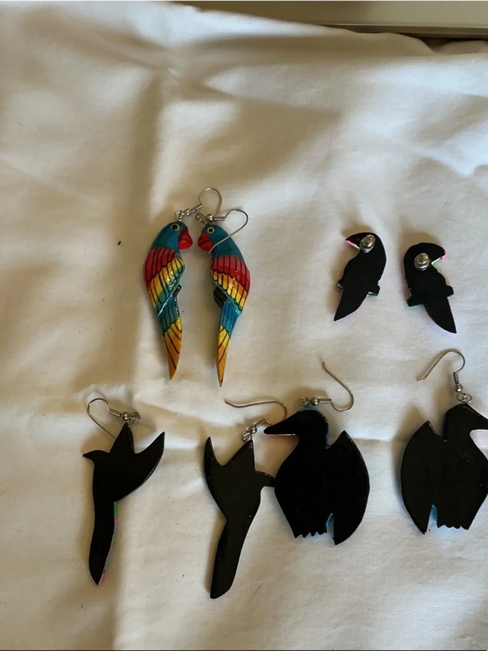Hand-Painted Colorful Parrot Earrings  Bundle - Picture 2 of 3